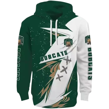 ohio bobcats dynamic slash green white hoodie best selling