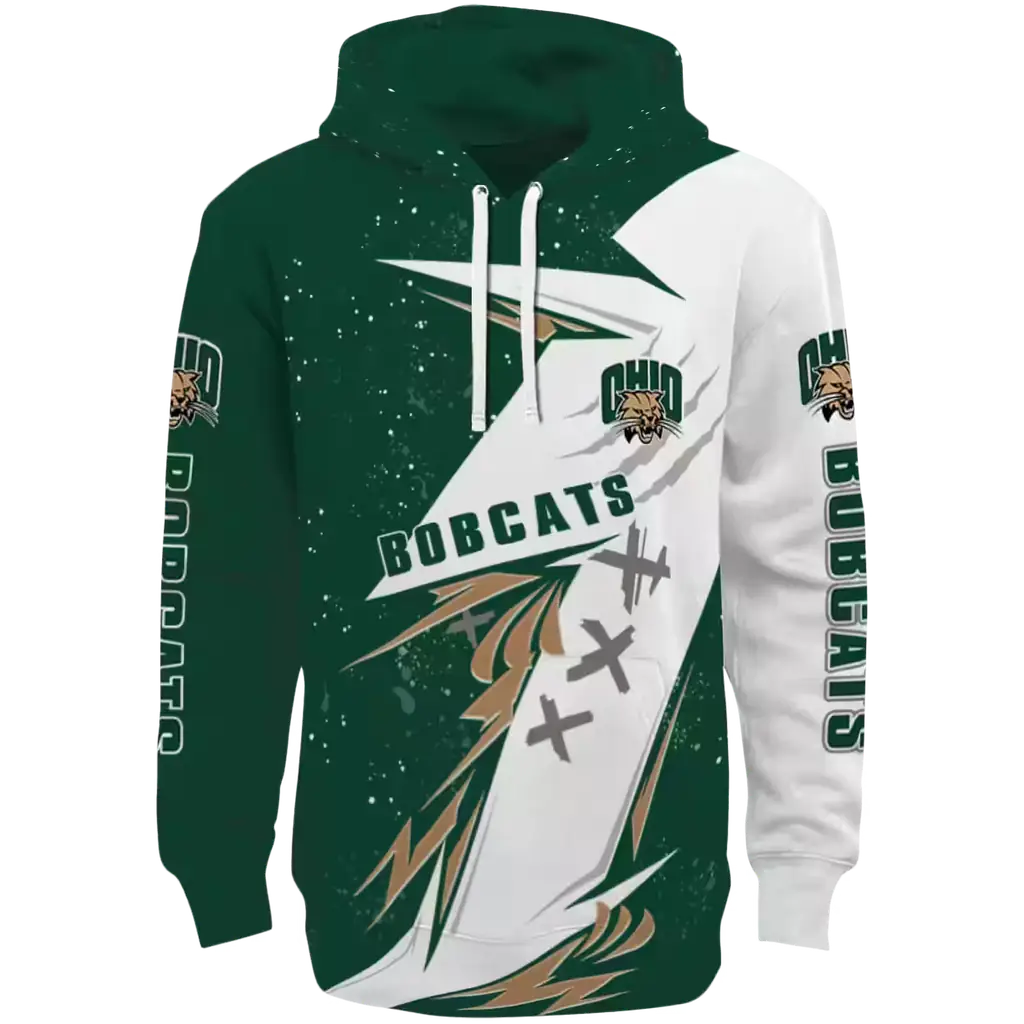ohio bobcats dynamic slash green white hoodie best selling ohio bobcats dynamic slash green white hoodie best selling