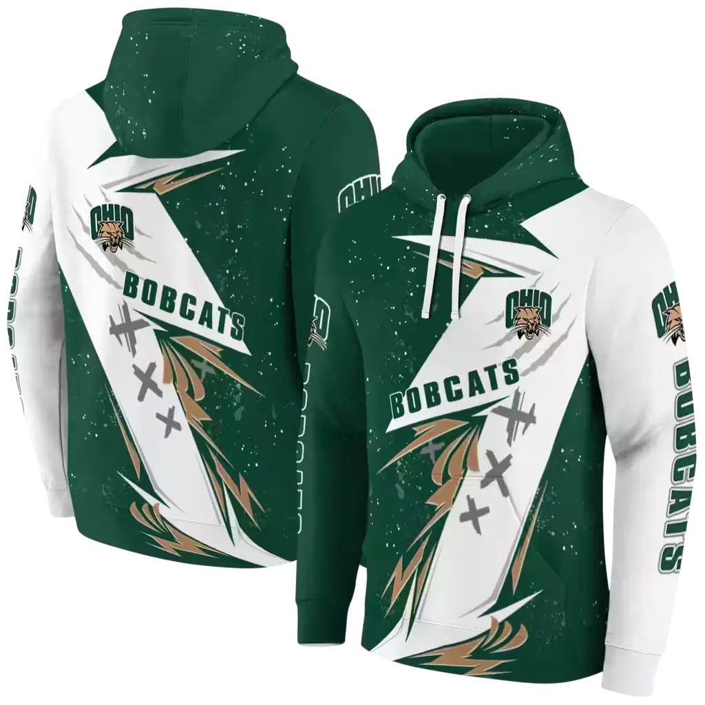 ohio bobcats dynamic slash green white hoodie fashion forward ohio bobcats dynamic slash green white hoodie fashion forward