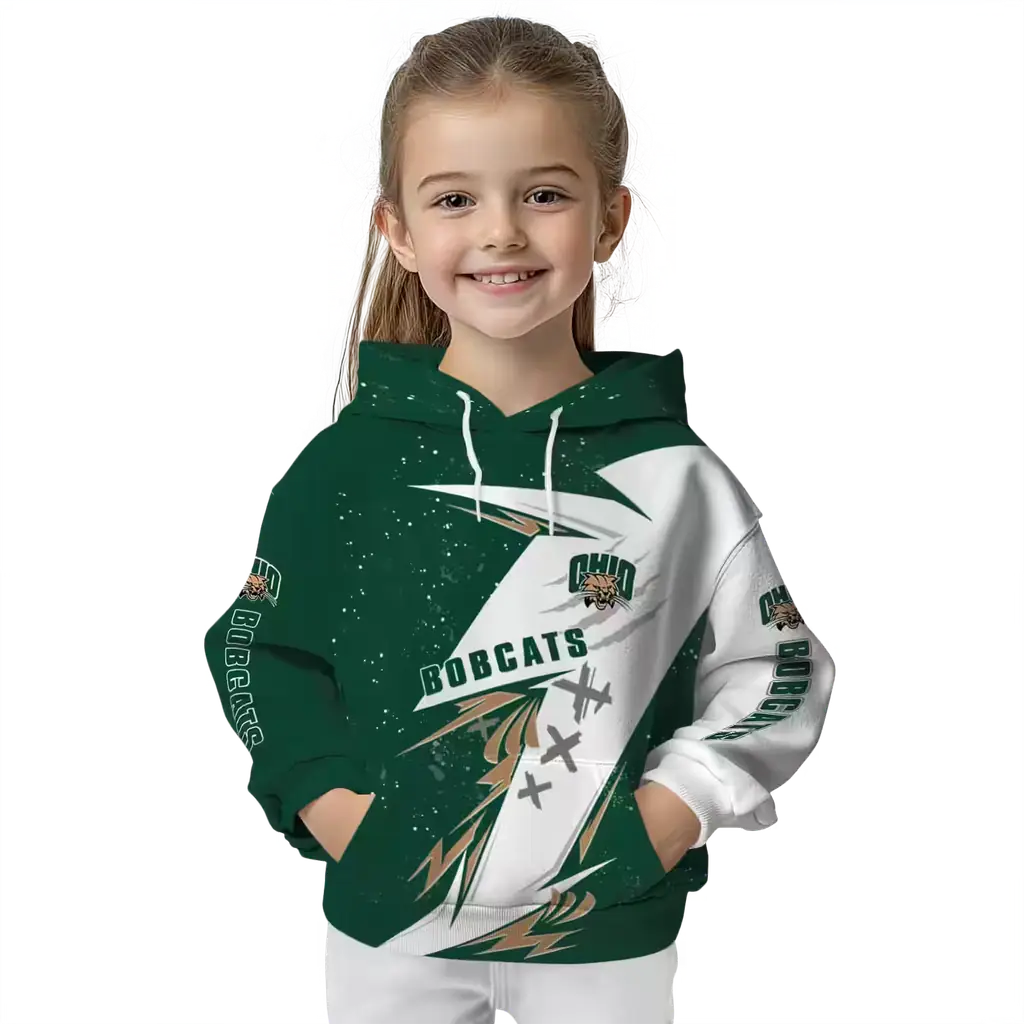 ohio bobcats dynamic slash green white hoodie top rated ohio bobcats dynamic slash green white hoodie top rated
