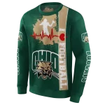ohio bobcats football heartbeat green hoodie best selling