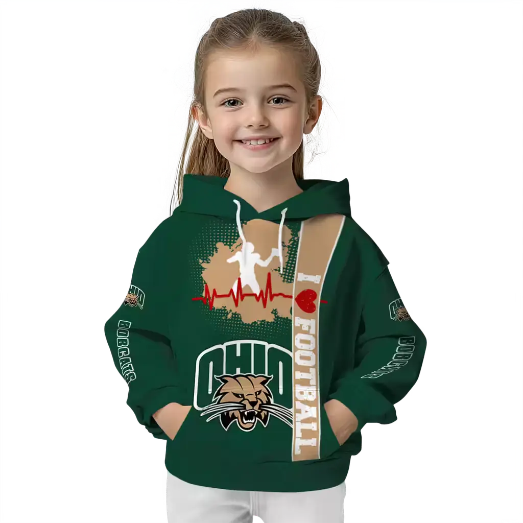 ohio bobcats football heartbeat green hoodie top rated ohio bobcats football heartbeat green hoodie top rated
