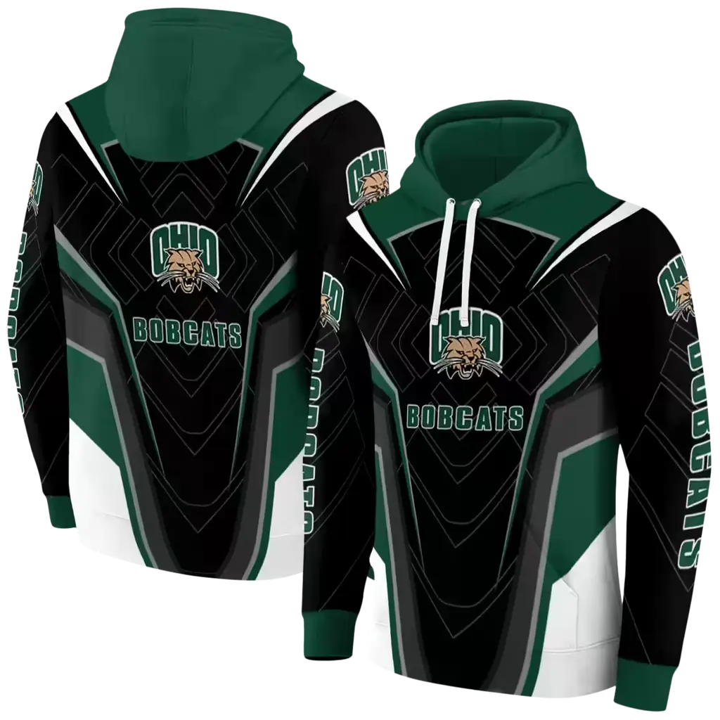 ohio bobcats futuristic pattern green black hoodie fashion forward ohio bobcats futuristic pattern green black hoodie fashion forward
