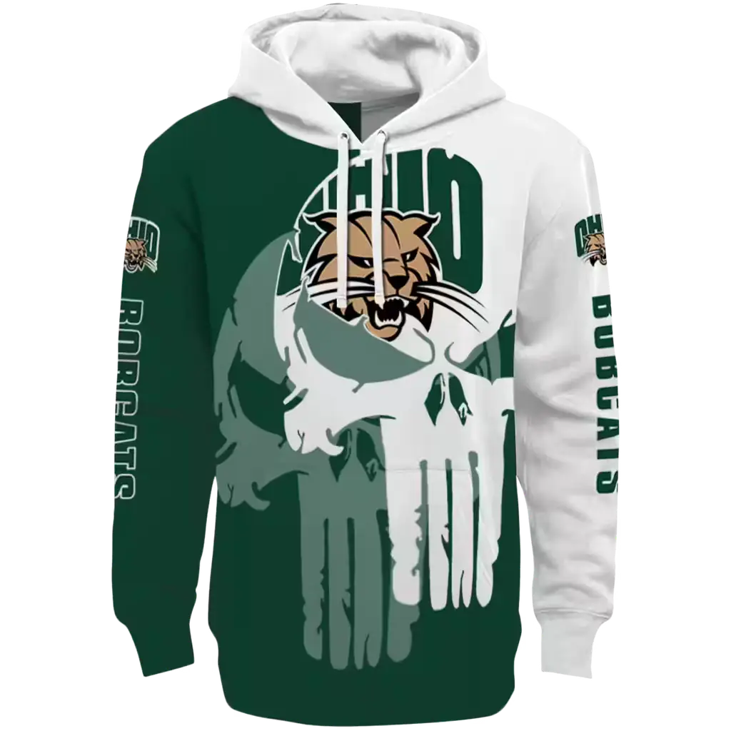 ohio bobcats graphic punisher green white hoodie best selling ohio bobcats graphic punisher green white hoodie best selling