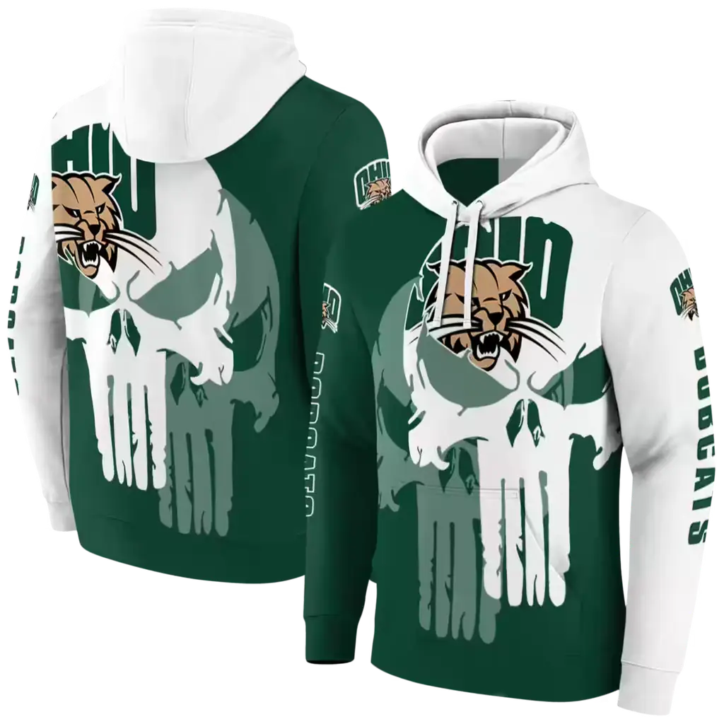 ohio bobcats graphic punisher green white hoodie fashion forward ohio bobcats graphic punisher green white hoodie fashion forward