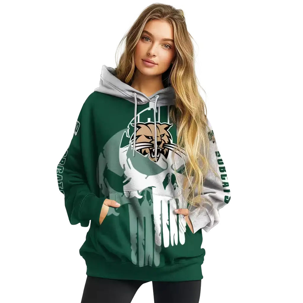 ohio bobcats graphic punisher green white hoodie high quality ohio bobcats graphic punisher green white hoodie high quality