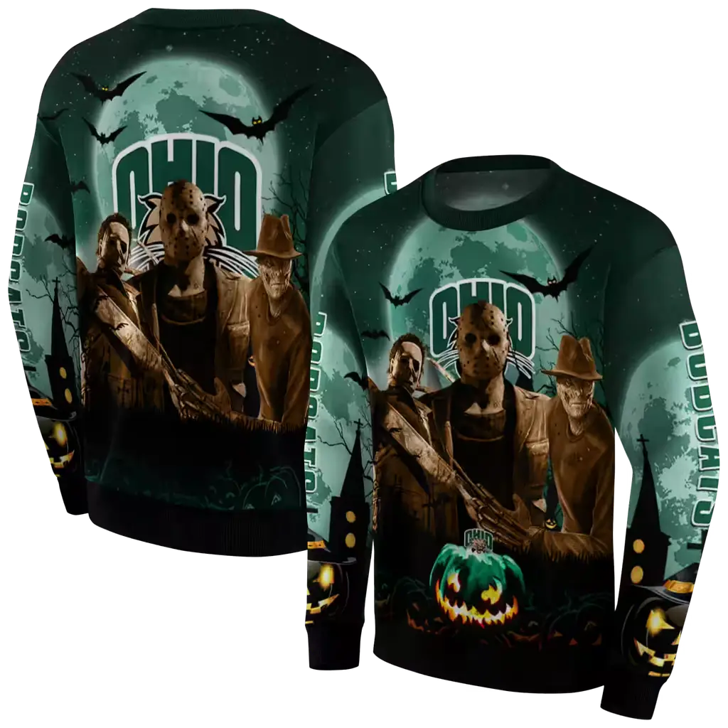 ohio bobcats halloween vibes green black hoodie premium grade ohio bobcats halloween vibes green black hoodie premium grade
