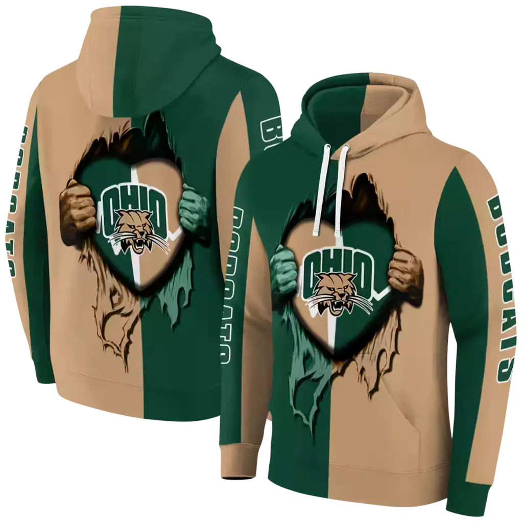 ohio bobcats heartbeat graphic green hoodie fashion forward ohio bobcats heartbeat graphic green hoodie fashion forward