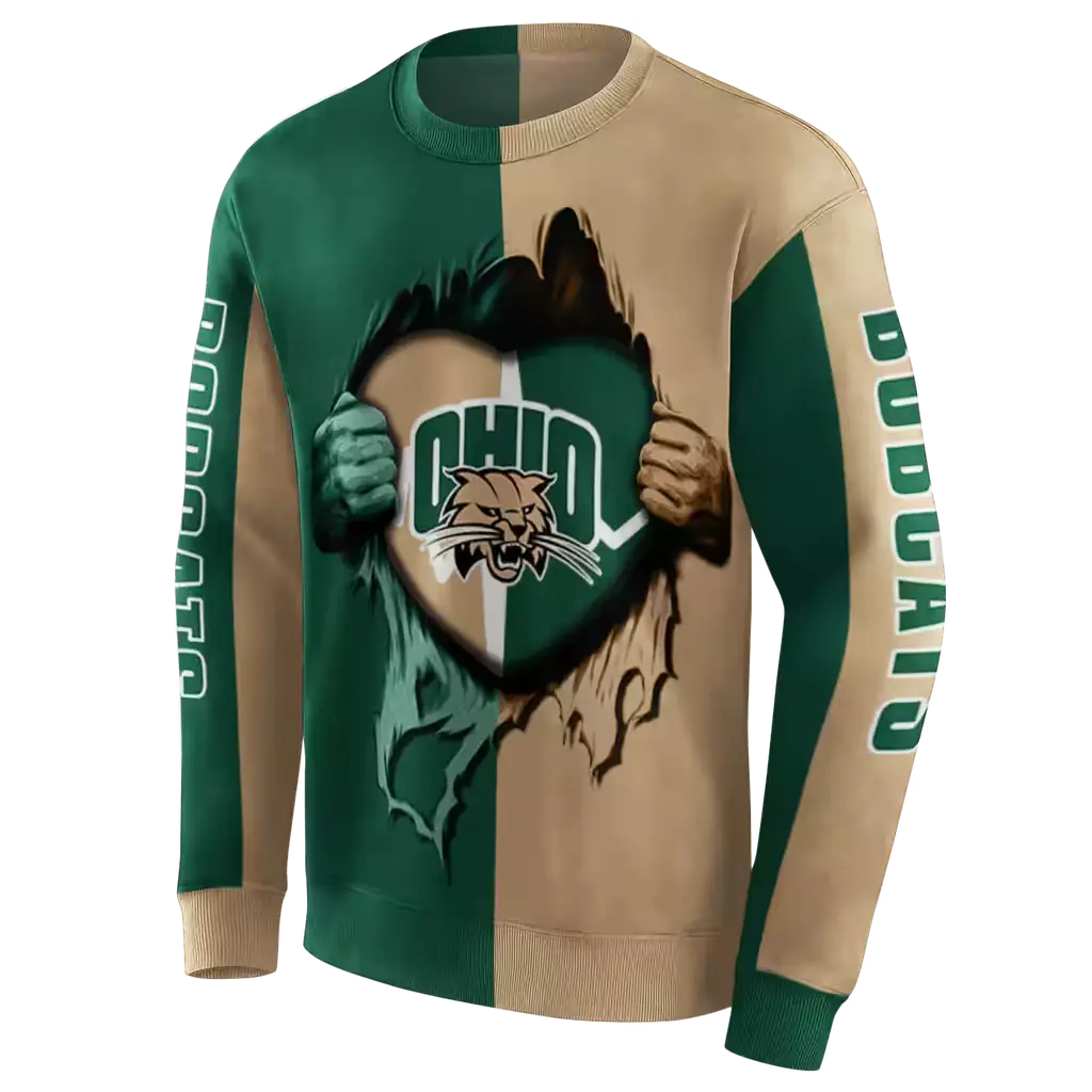ohio bobcats heartbeat graphic green hoodie new arrival ohio bobcats heartbeat graphic green hoodie new arrival