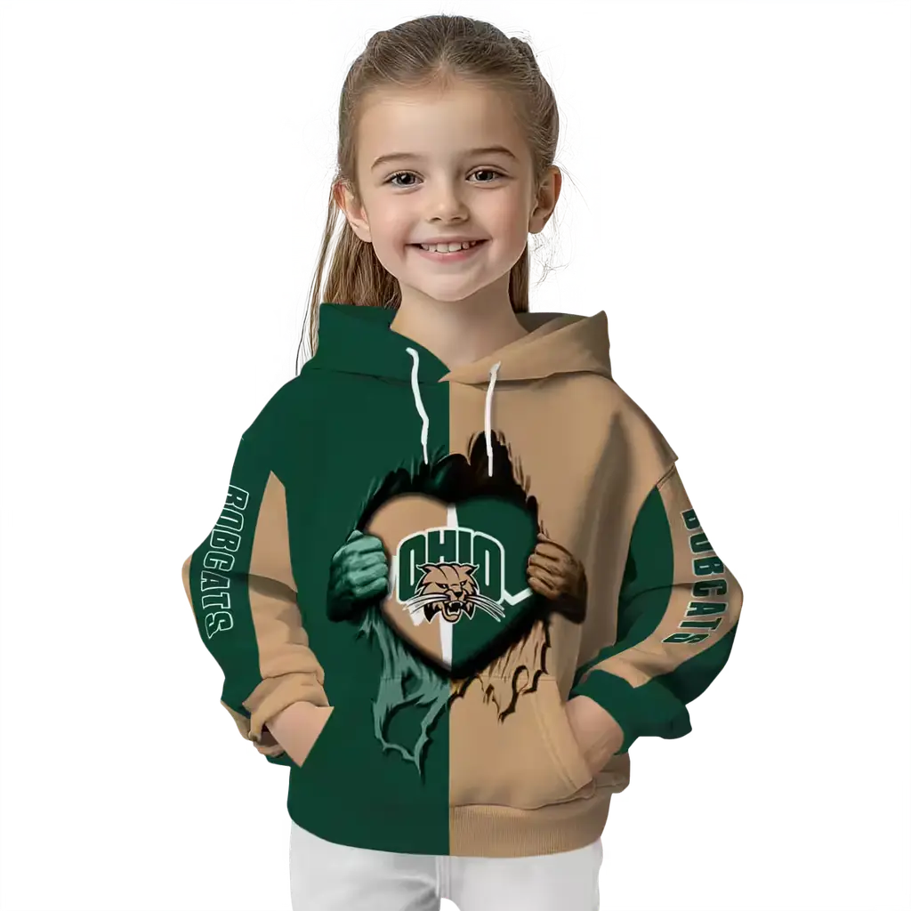 ohio bobcats heartbeat graphic green hoodie top rated ohio bobcats heartbeat graphic green hoodie top rated