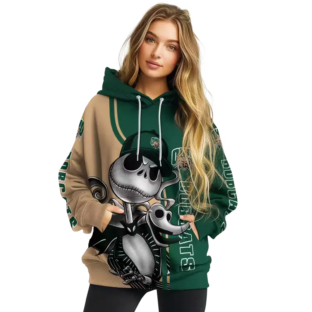 ohio bobcats jack skellington green hoodie high quality ohio bobcats jack skellington green hoodie high quality