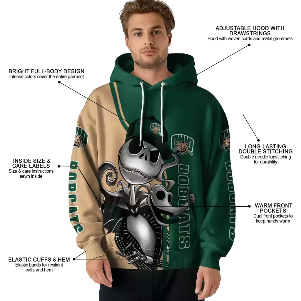 ohio bobcats jack skellington green hoodie latest model ohio bobcats jack skellington green hoodie latest model