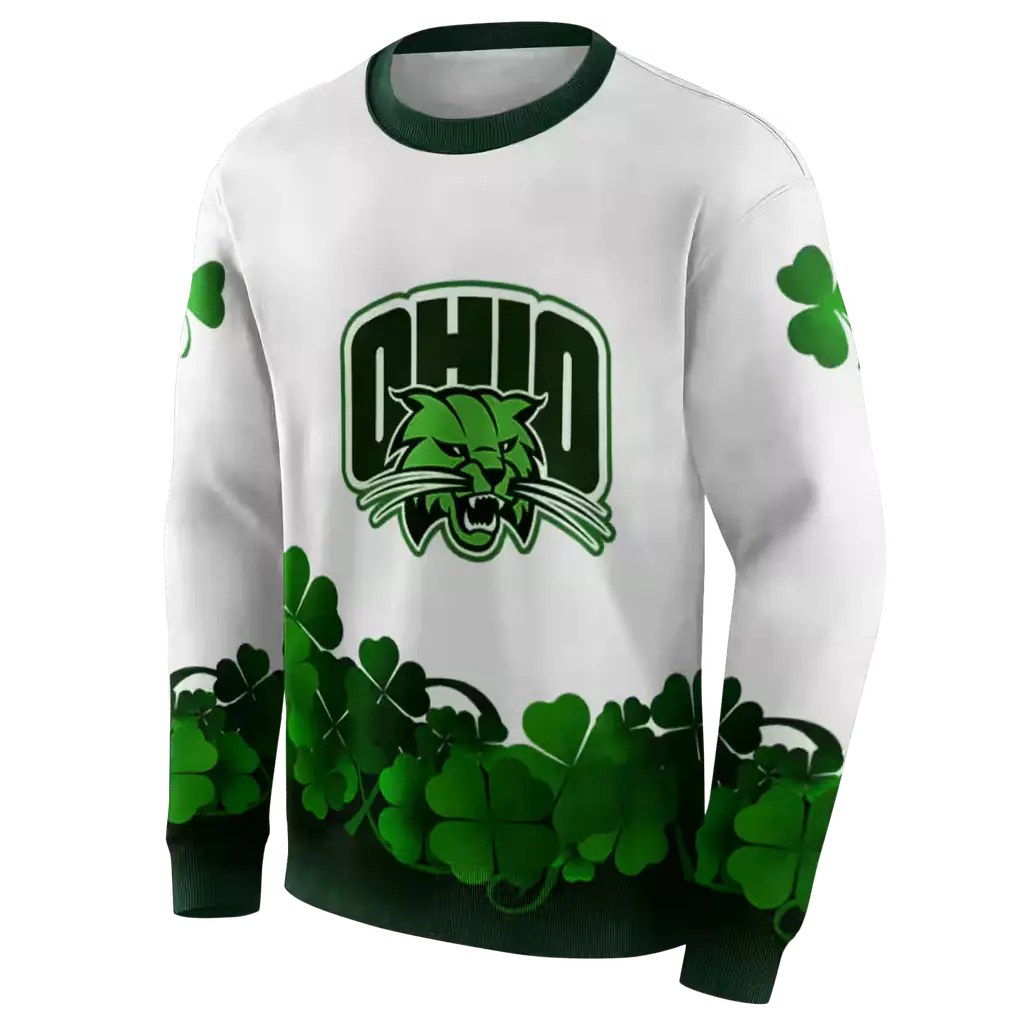 ohio bobcats lucky motif white green hoodie new arrival ohio bobcats lucky motif white green hoodie new arrival