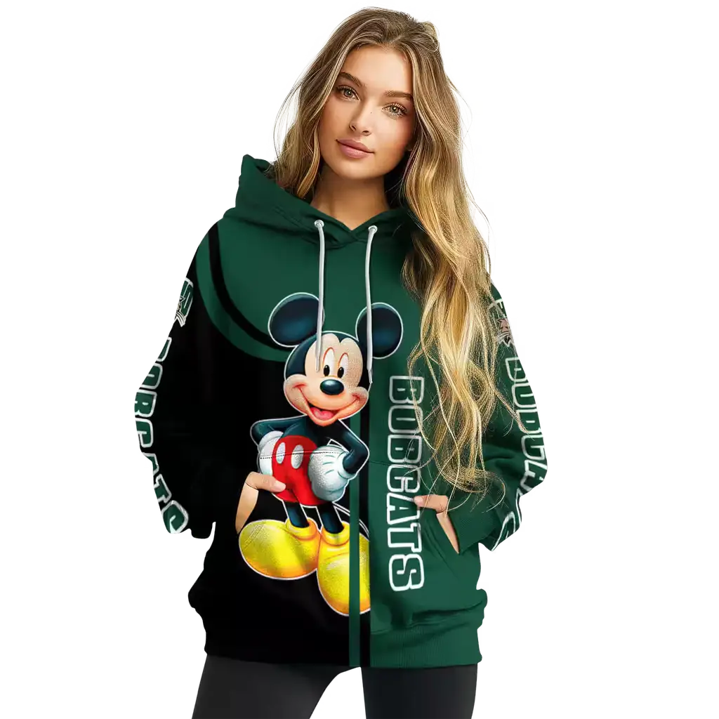 ohio bobcats mickey mouse green black hoodie high quality ohio bobcats mickey mouse green black hoodie high quality