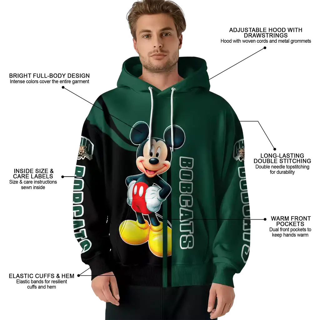 ohio bobcats mickey mouse green black hoodie latest model ohio bobcats mickey mouse green black hoodie latest model