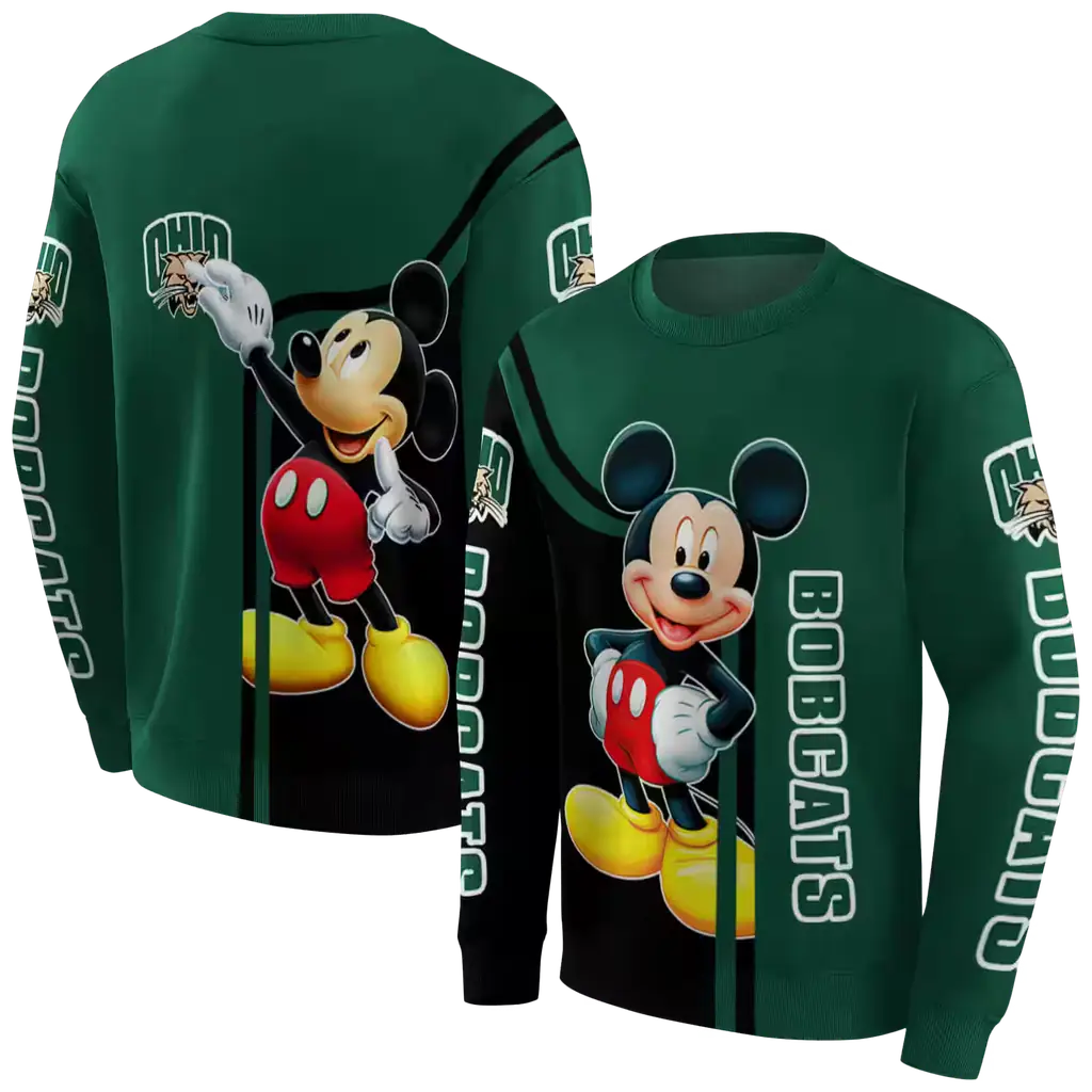 ohio bobcats mickey mouse green black hoodie premium grade ohio bobcats mickey mouse green black hoodie premium grade