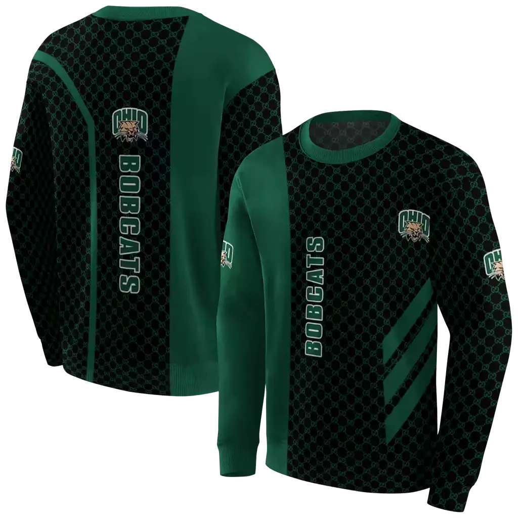 ohio bobcats monogram pattern green hoodie premium grade ohio bobcats monogram pattern green hoodie premium grade