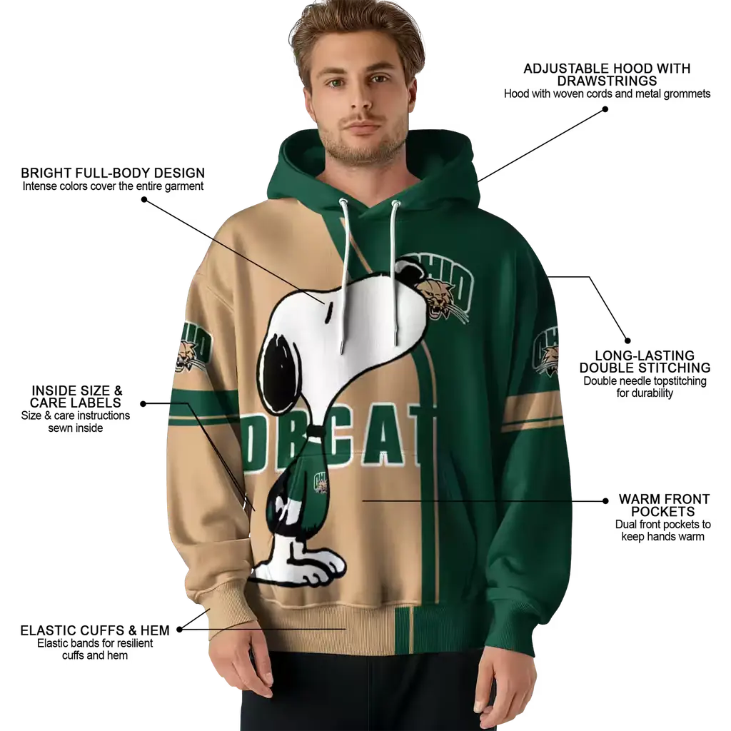 ohio bobcats playful snoopy green hoodie latest model ohio bobcats playful snoopy green hoodie latest model