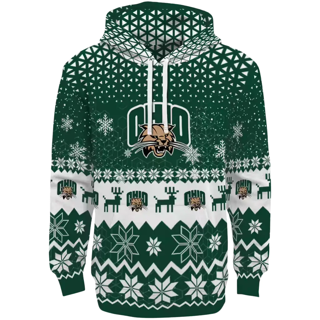 ohio bobcats reindeer motif green hoodie best selling ohio bobcats reindeer motif green hoodie best selling