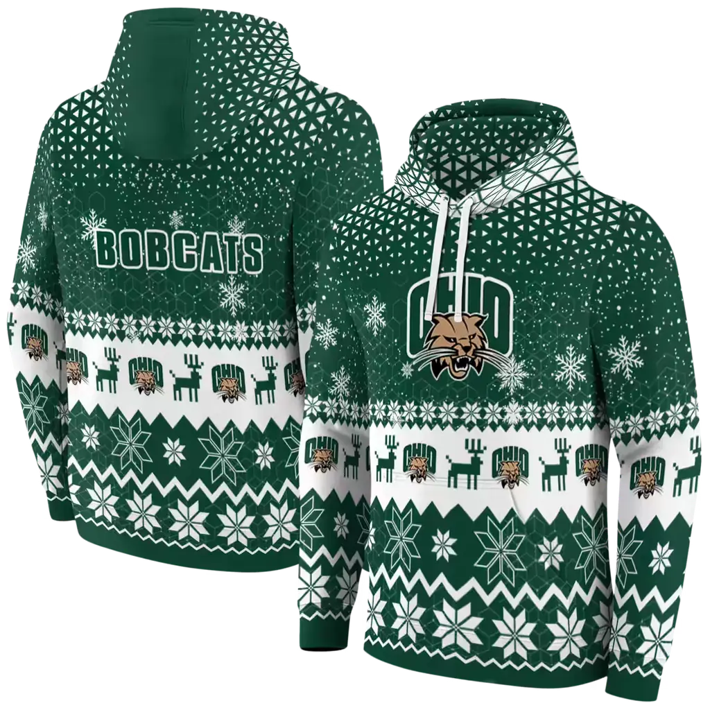 ohio bobcats reindeer motif green hoodie fashion forward ohio bobcats reindeer motif green hoodie fashion forward
