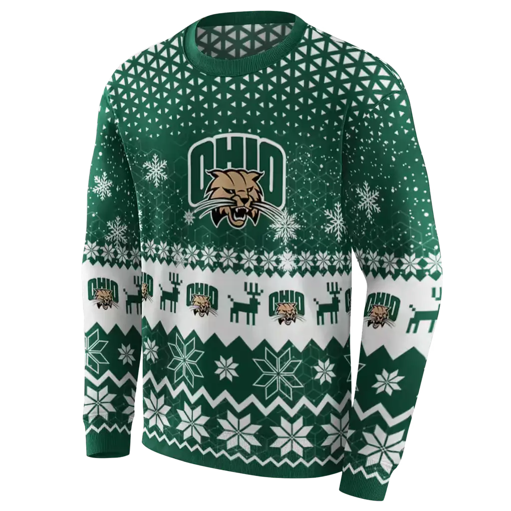 ohio bobcats reindeer motif green hoodie new arrival ohio bobcats reindeer motif green hoodie new arrival