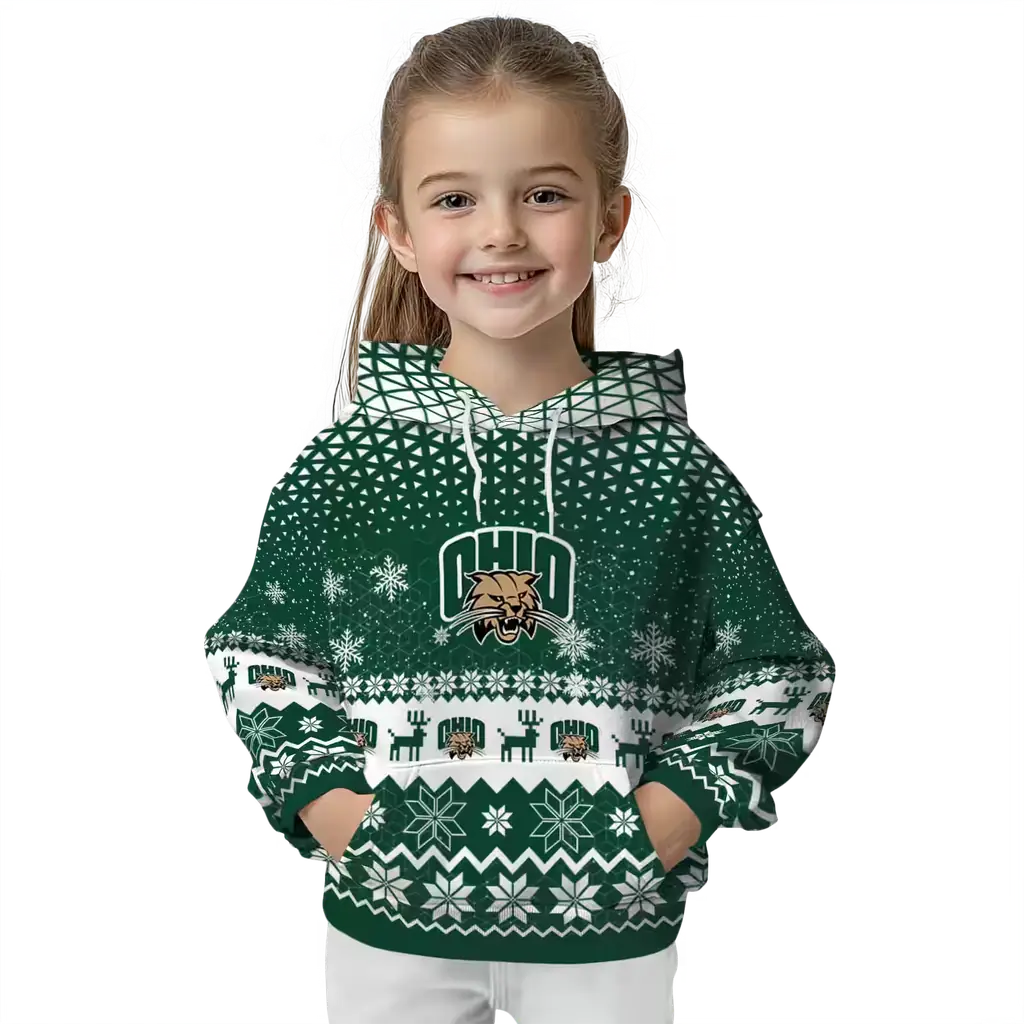 ohio bobcats reindeer motif green hoodie top rated ohio bobcats reindeer motif green hoodie top rated