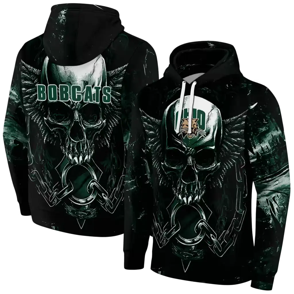 ohio bobcats skull artwork green black hoodie fashion forward ohio bobcats skull artwork green black hoodie fashion forward