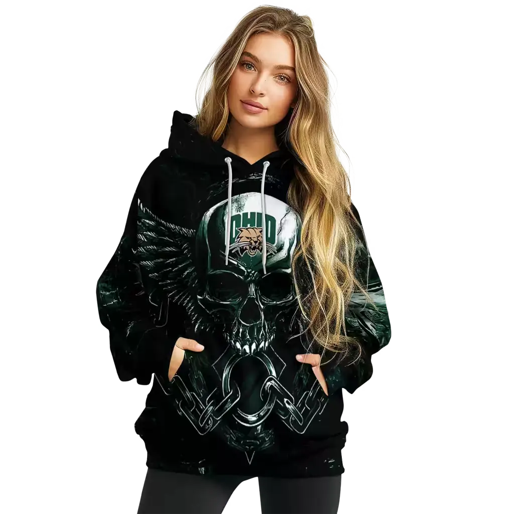 ohio bobcats skull artwork green black hoodie high quality ohio bobcats skull artwork green black hoodie high quality