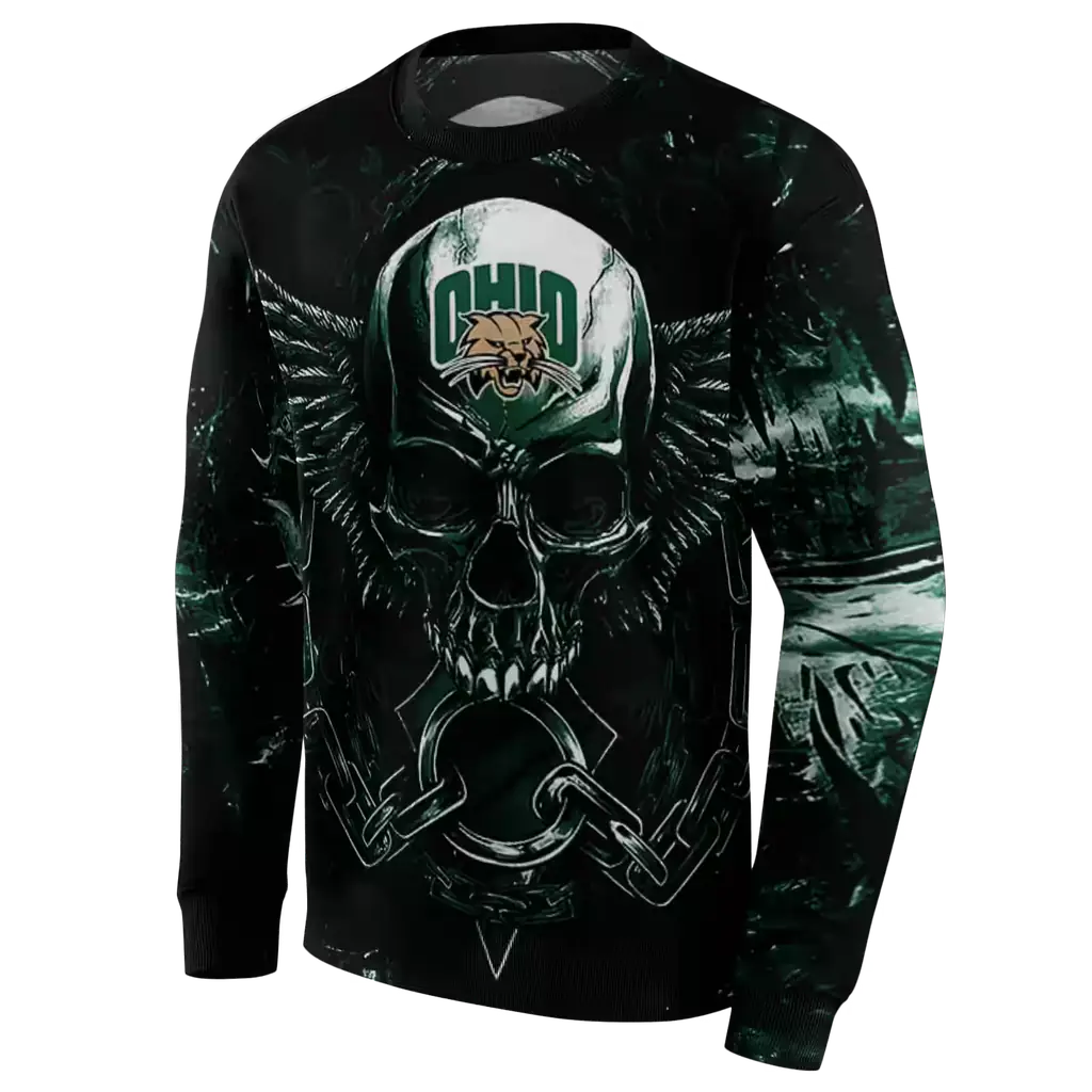 ohio bobcats skull artwork green black hoodie new arrival ohio bobcats skull artwork green black hoodie new arrival