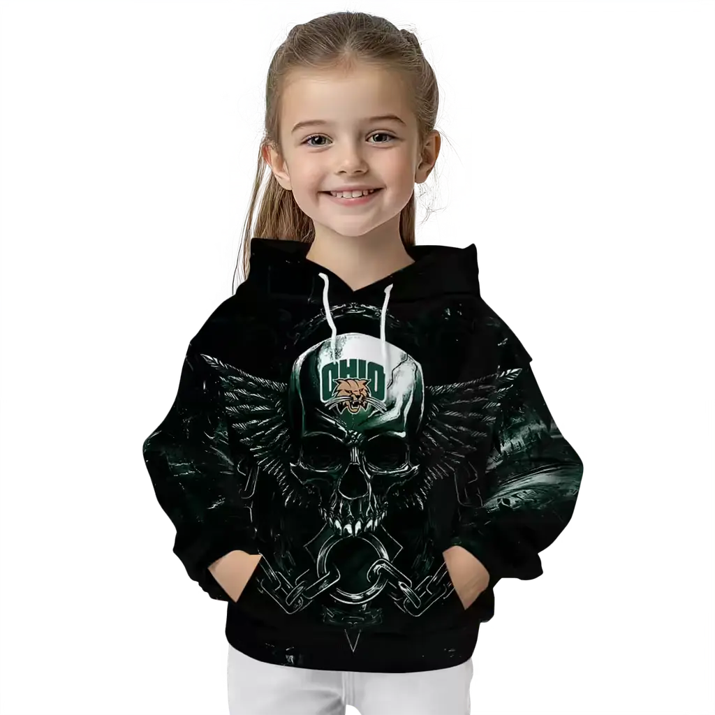ohio bobcats skull artwork green black hoodie top rated ohio bobcats skull artwork green black hoodie top rated