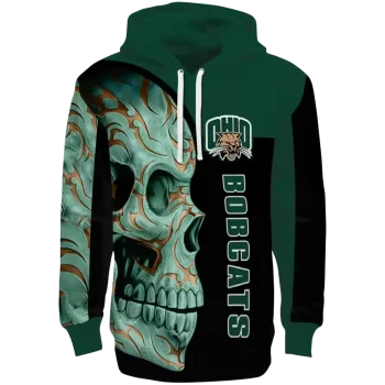 ohio bobcats skull motif green black hoodie best selling