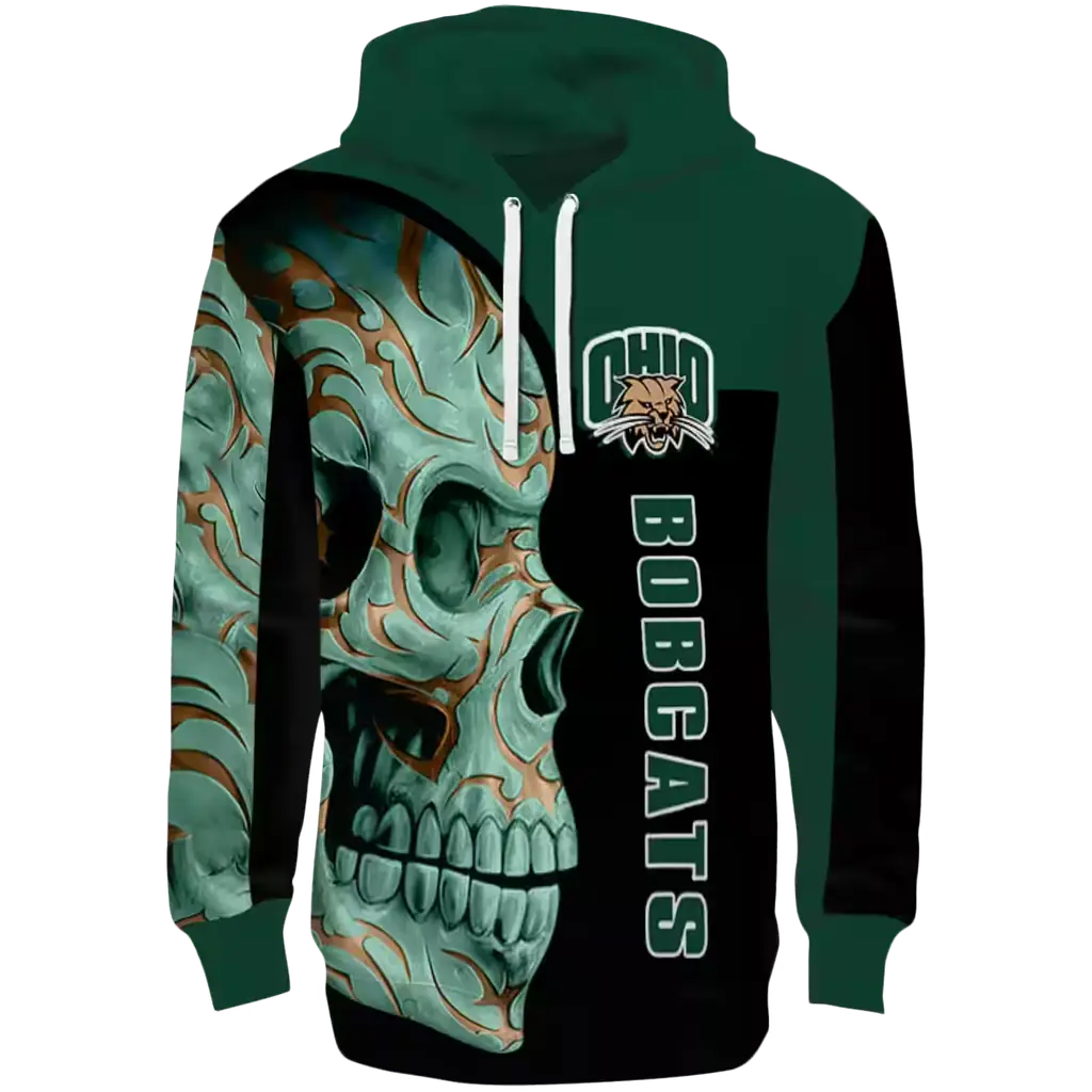 ohio bobcats skull motif green black hoodie best selling ohio bobcats skull motif green black hoodie best selling