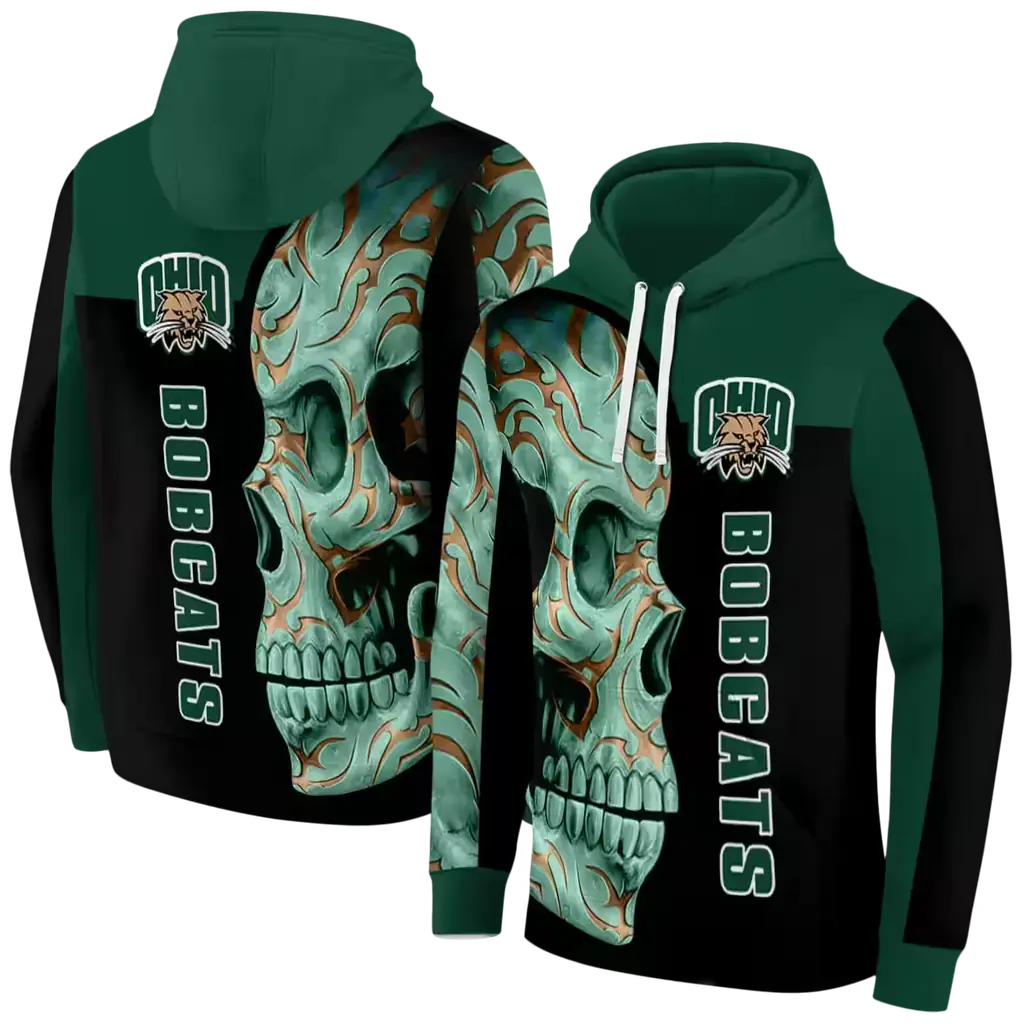 ohio bobcats skull motif green black hoodie fashion forward ohio bobcats skull motif green black hoodie fashion forward