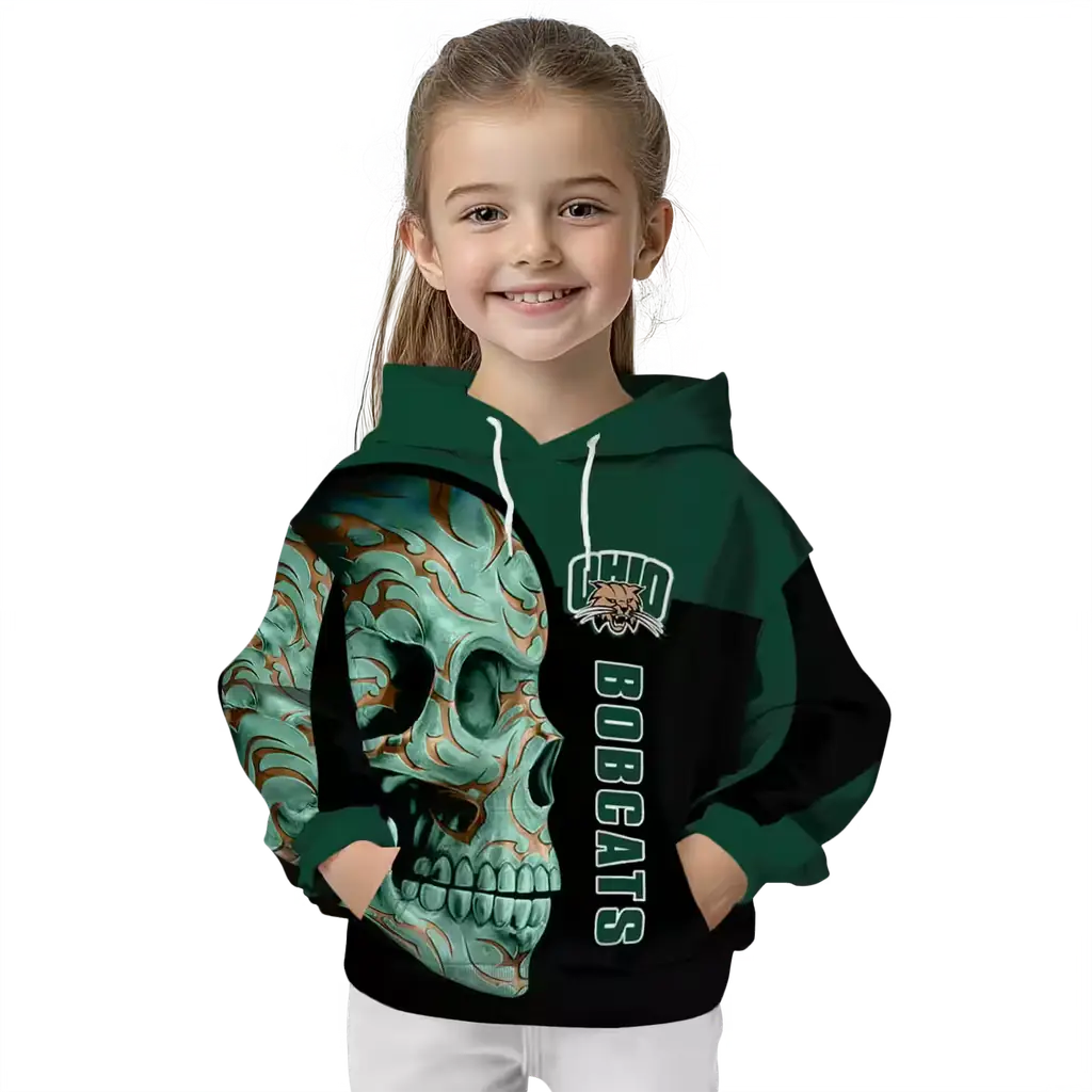 ohio bobcats skull motif green black hoodie top rated ohio bobcats skull motif green black hoodie top rated
