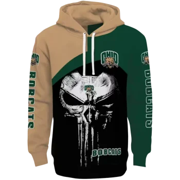 ohio bobcats skull punisher tan black hoodie best selling
