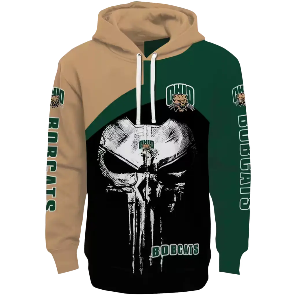 ohio bobcats skull punisher tan black hoodie best selling ohio bobcats skull punisher tan black hoodie best selling