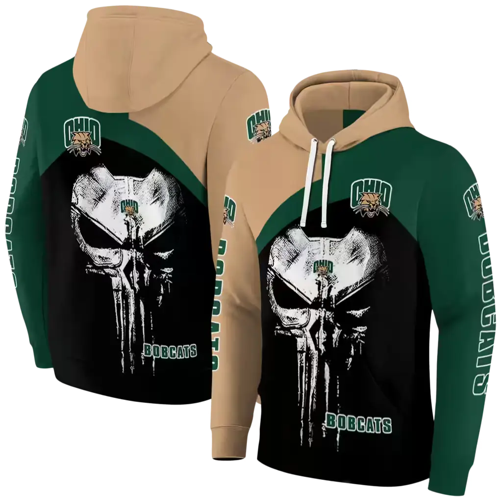 ohio bobcats skull punisher tan black hoodie fashion forward ohio bobcats skull punisher tan black hoodie fashion forward