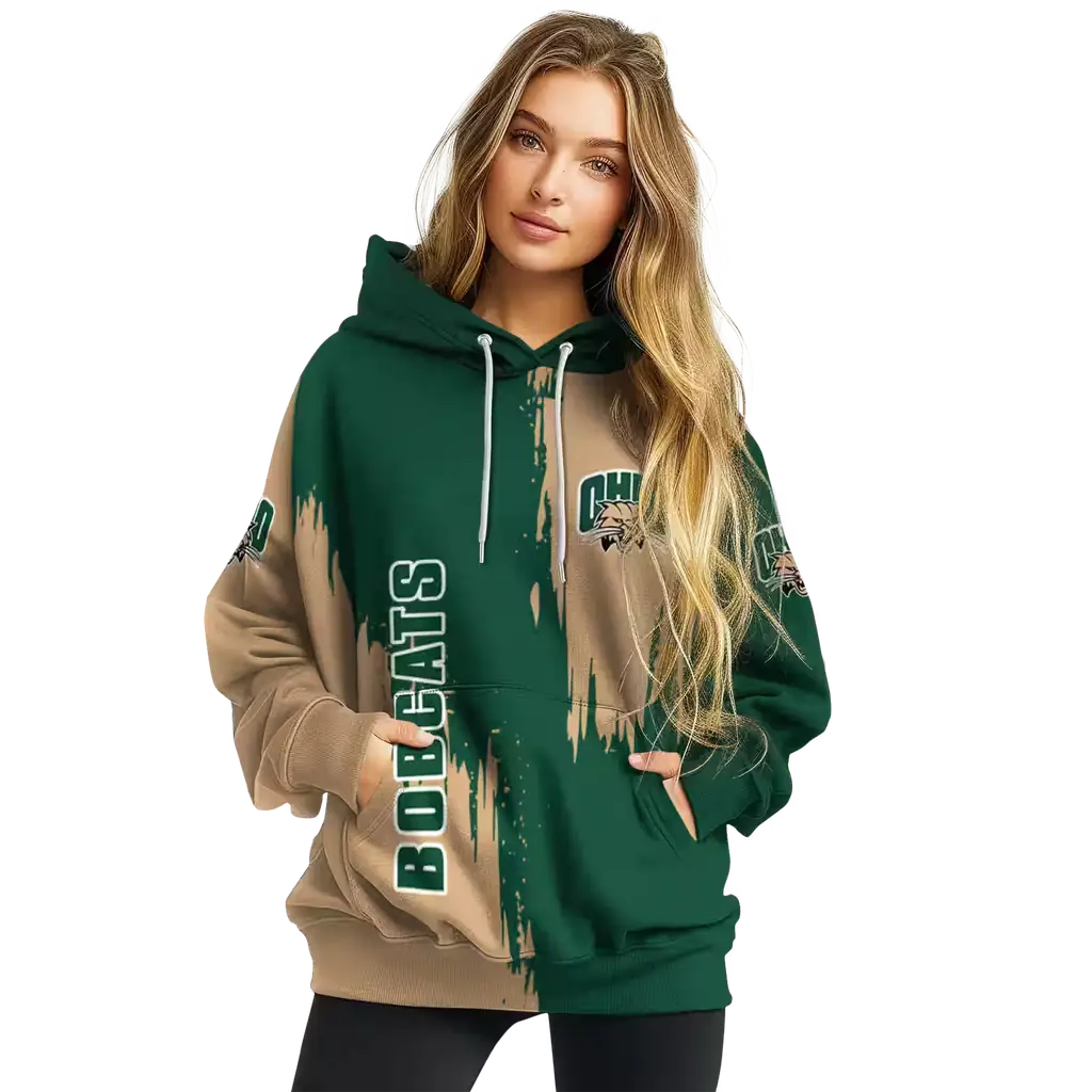 ohio bobcats splatter effect green hoodie high quality ohio bobcats splatter effect green hoodie high quality