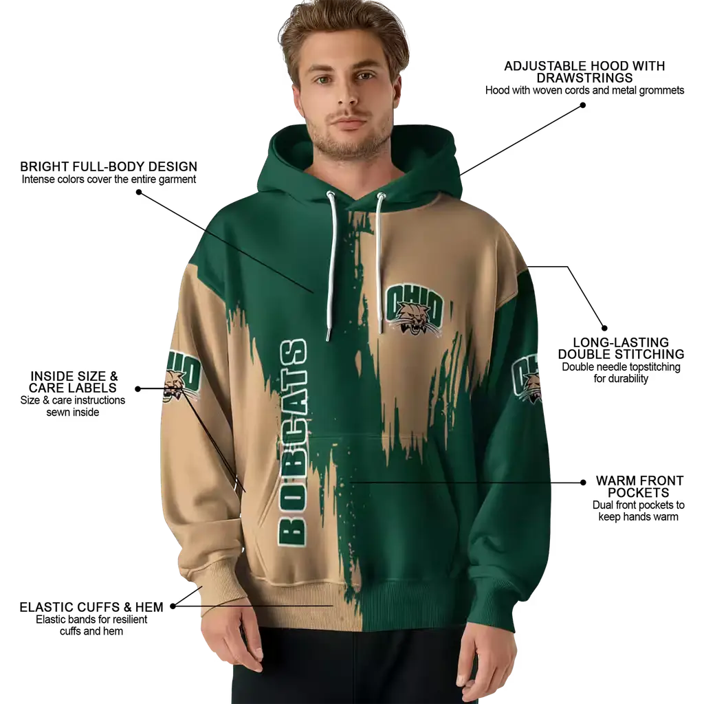 ohio bobcats splatter effect green hoodie latest model ohio bobcats splatter effect green hoodie latest model