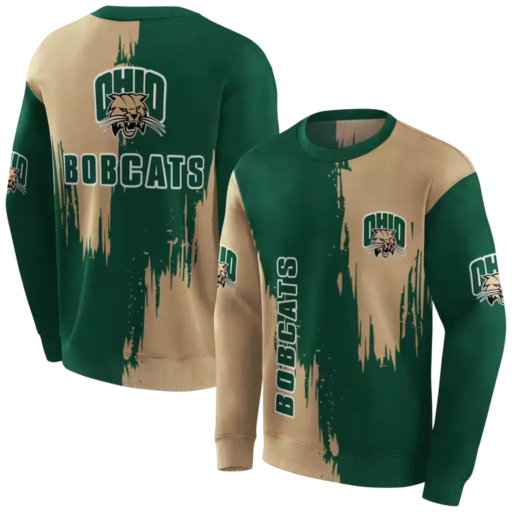 ohio bobcats splatter effect green hoodie premium grade ohio bobcats splatter effect green hoodie premium grade