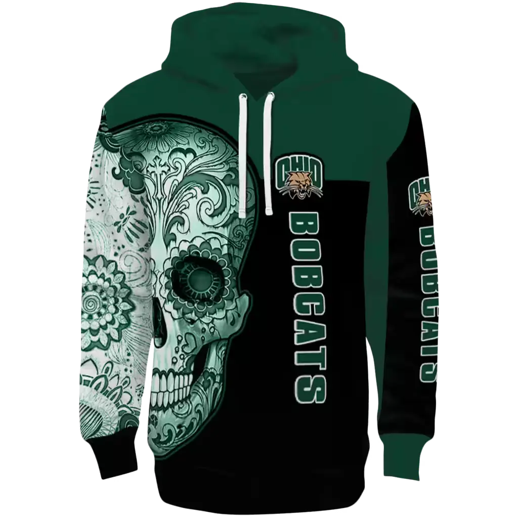 ohio bobcats sugar skull green black hoodie best selling ohio bobcats sugar skull green black hoodie best selling