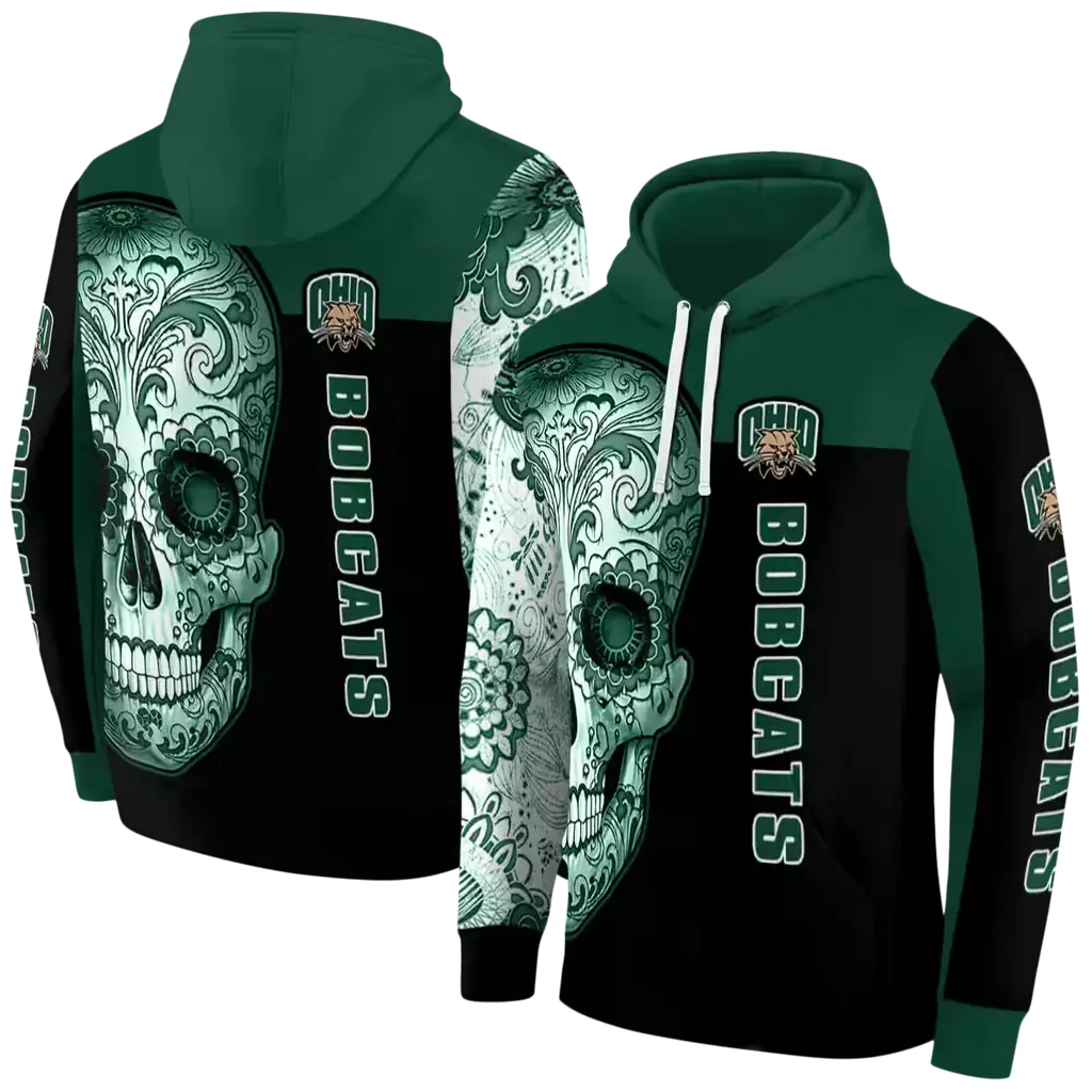 ohio bobcats sugar skull green black hoodie fashion forward ohio bobcats sugar skull green black hoodie fashion forward