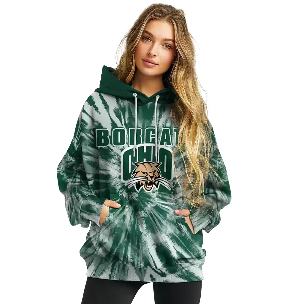ohio bobcats tie dye pattern green hoodie high quality ohio bobcats tie dye pattern green hoodie high quality