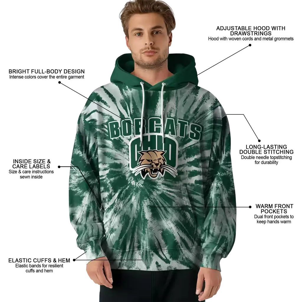ohio bobcats tie dye pattern green hoodie latest model ohio bobcats tie dye pattern green hoodie latest model