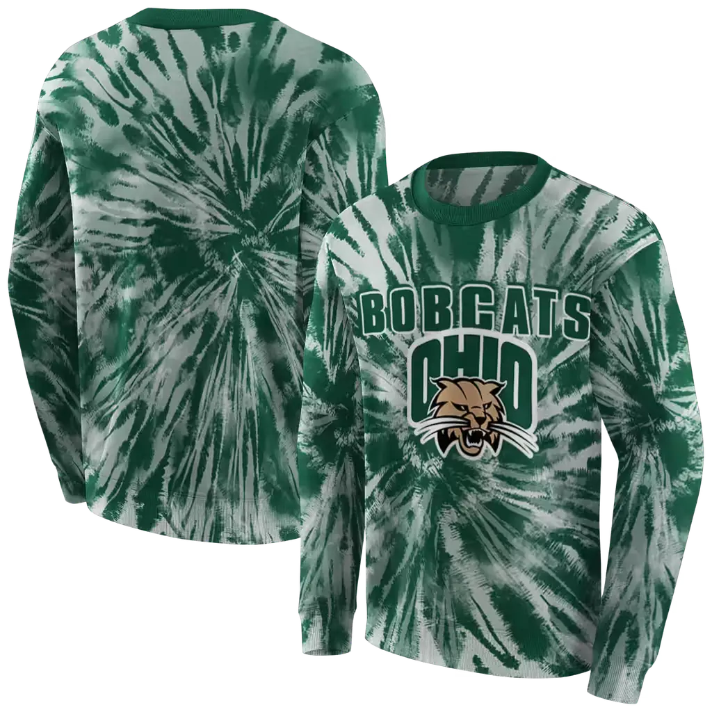 ohio bobcats tie dye pattern green hoodie premium grade ohio bobcats tie dye pattern green hoodie premium grade