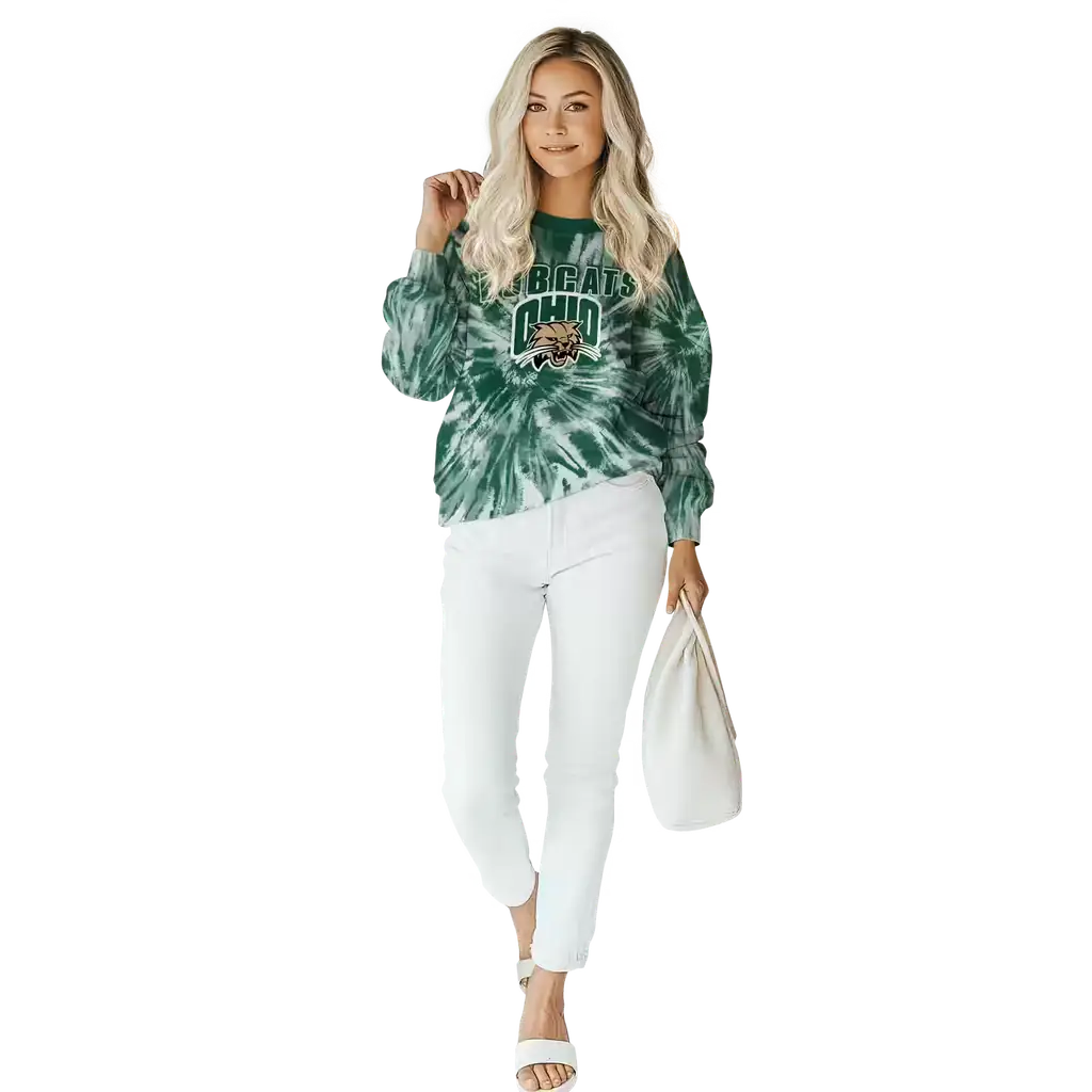 ohio bobcats tie dye pattern green hoodie trendy ohio bobcats tie dye pattern green hoodie trendy