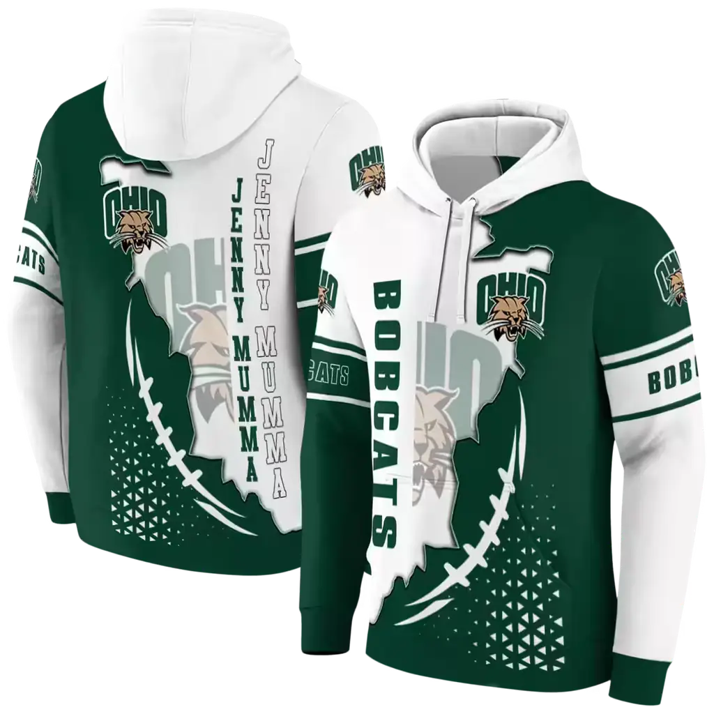 ohio bobcats triangular pattern green white hoodie fashion forward ohio bobcats triangular pattern green white hoodie fashion forward