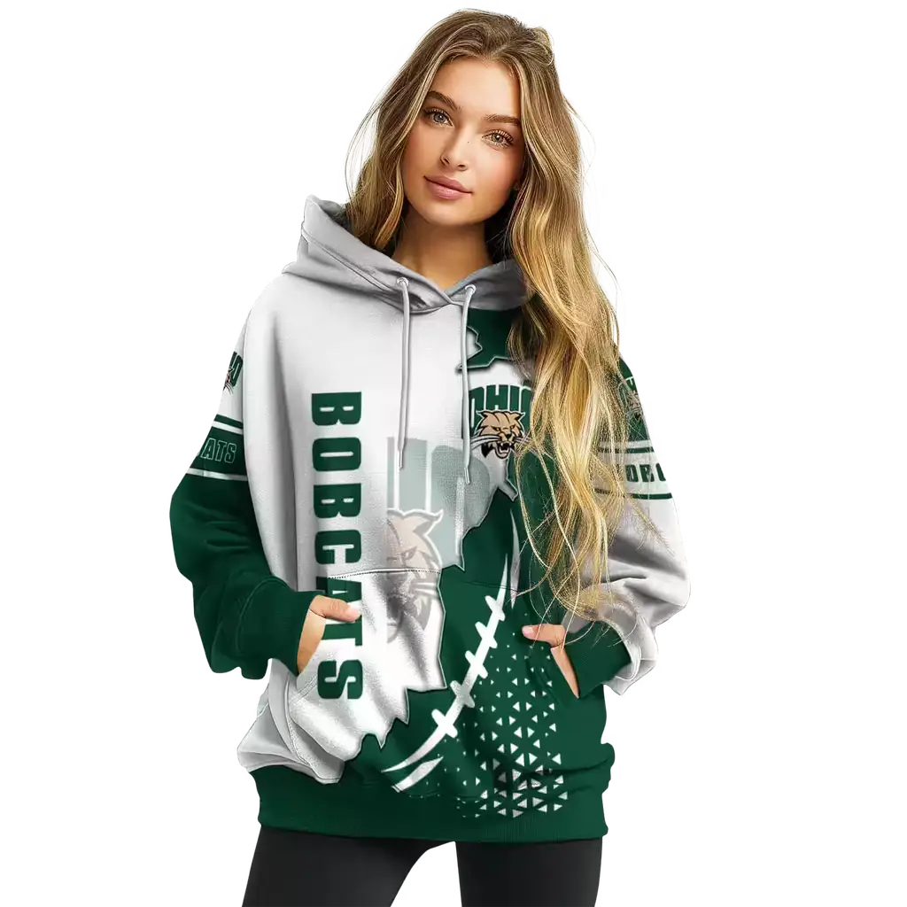 ohio bobcats triangular pattern green white hoodie high quality ohio bobcats triangular pattern green white hoodie high quality
