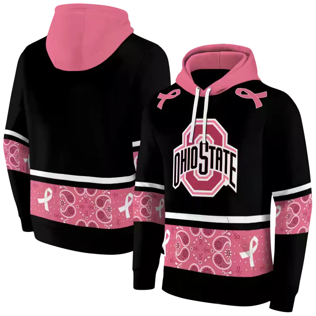 ohio state buckeyes awareness ribbon black pink hoodie fashion forward ohio state buckeyes awareness ribbon black pink hoodie fashion forward
