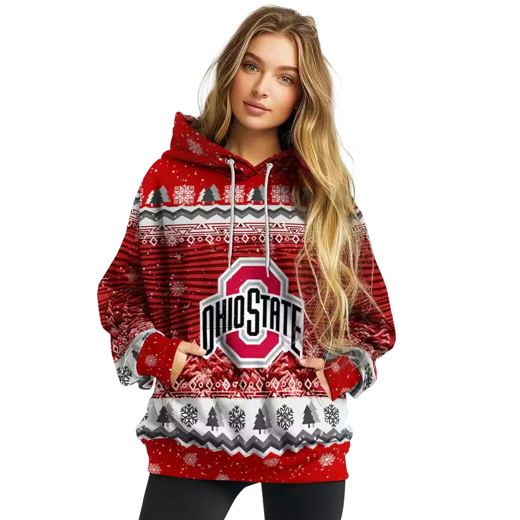 ohio state buckeyes christmas trees scarlet hoodie high quality ohio state buckeyes christmas trees scarlet hoodie high quality